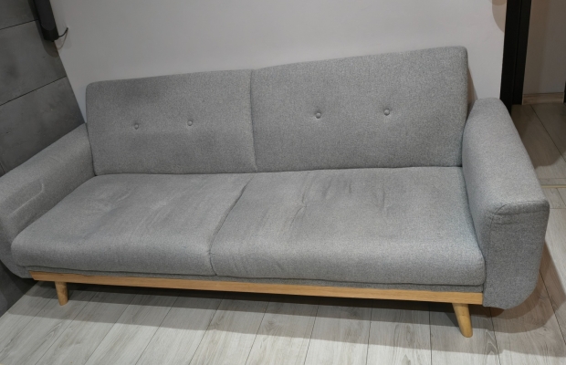 Kanapa mała, szara, funkcja spania - Zdjęcie 6