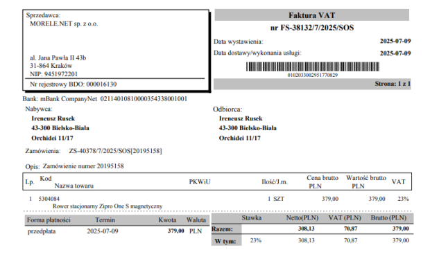 Rowerek treningowy ZIPRO nowy, w oryginalnym opakowaniu - Zdjęcie 2