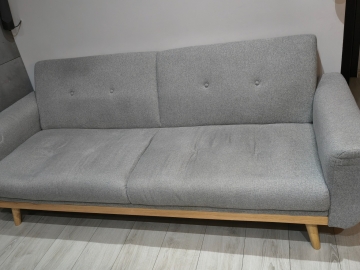 Zdjęcie: Kanapa mała, szara, funkcja spania